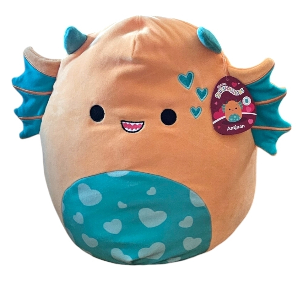 Squishmallows Antjuan 14” Orange Sea Monster Plush Valentine Hearts NEW